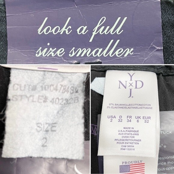 NWT NYDJ Barbara Tummy-Control Bootcut Jeans Black Denim Women's Size 2 NEW - Picture 12 of 13